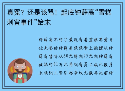 真冤？还是该骂！起底钟薛高“雪糕刺客事件”始末